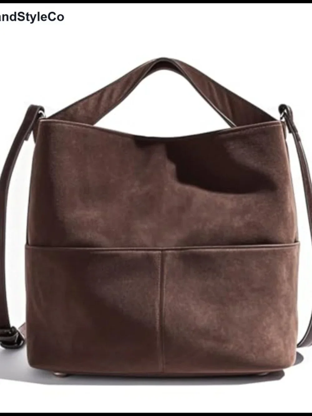 Faux Suede Bucket Bag Crossbody Slouchy Shoulder Purse Tote Hidden Handle